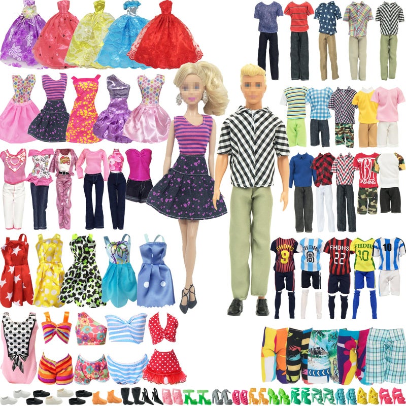 SOTOGO 56 Pieces Doll Clothes and Accessories for 11.5 Inch Dolls Clothes Different Occasions Include 20 Sets Handmade Doll Dresses/Casual Clothings/Swimsuit/Sportswear and 18 Pairs Shoes - Image 1